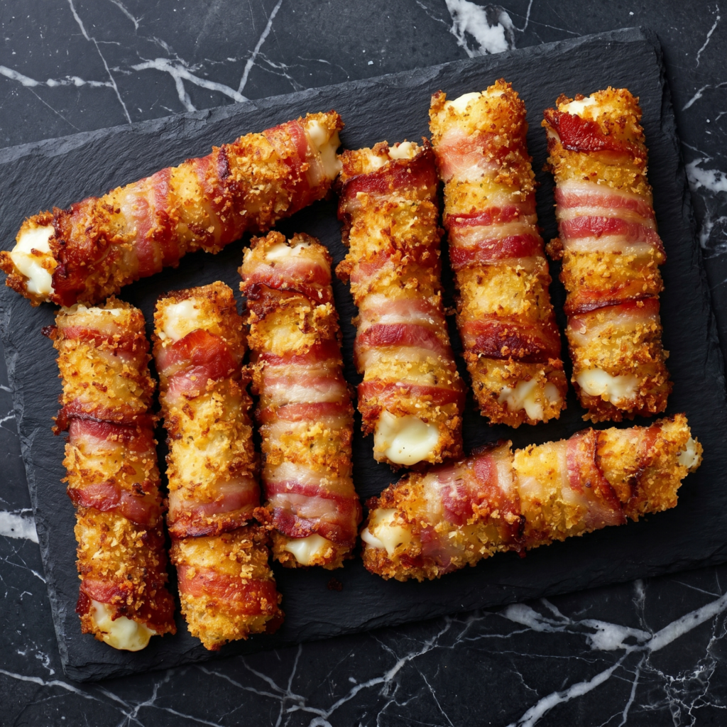 Bacon Wrapped Mozzarella Sticks (Cheesy, Meaty, Dangerous)